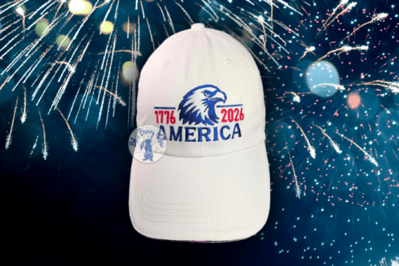 A Patriotic Punch: 1776–2026 America Hat Embroidery Design