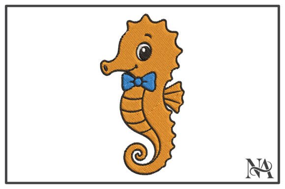 Cute Seahorse Bow Tie Embroidery: A Charming Addition for Etsy Sellers
