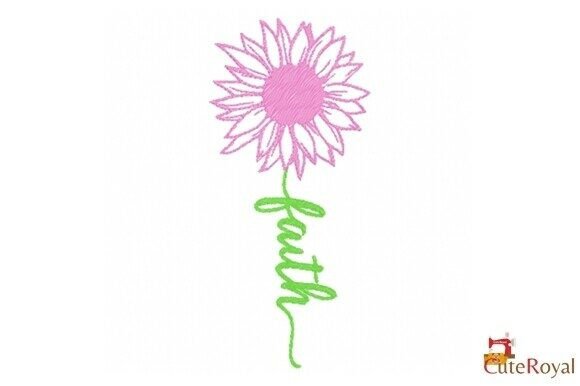 Faith Sunflower Outline Embroidery