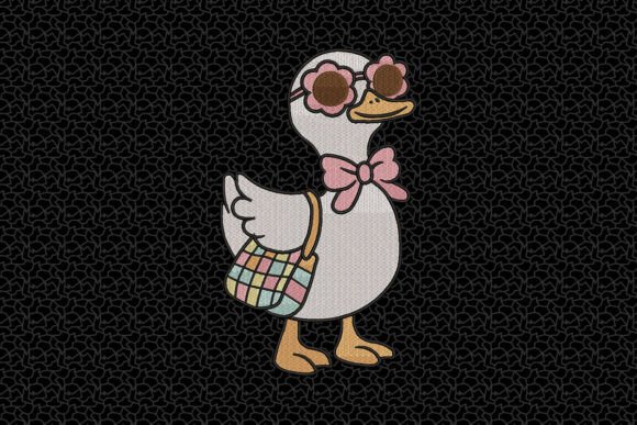 Fashionable Duck Embroidery Design