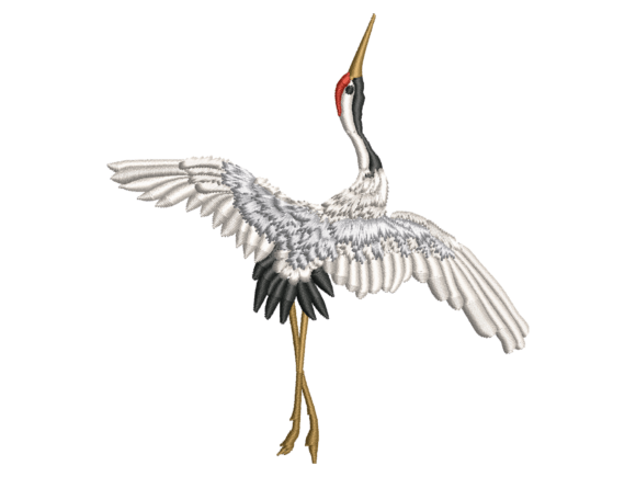 Graceful Crane Embroidery Design