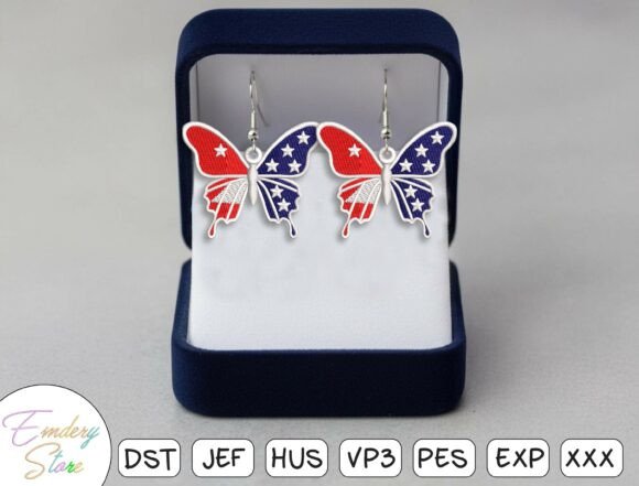Patriotic Butterfly Earrings Embroidery Design Review
