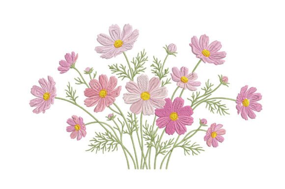 Pink Cosmos Flower Embroidery Design: A Seasonal Standout for Holiday Crafts