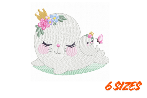 Princess Baby Seal Embroidery Design