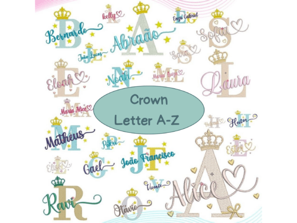 Royal Charm in Every Stitch: Rown Letter Embroidery Design Set A-Z